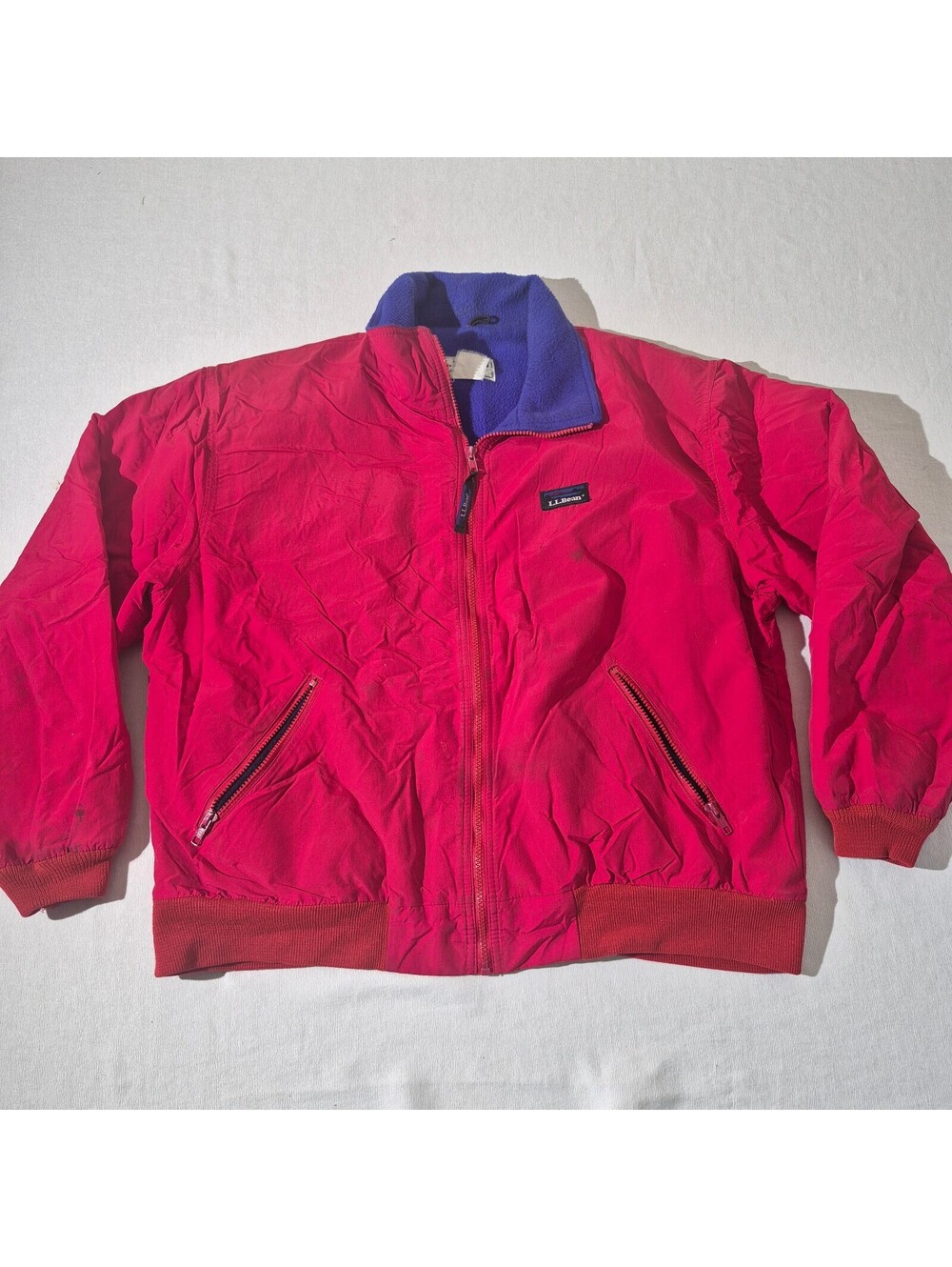 Vintage L.L.Bean warm-up XL XLarge jacket red zip up winter insulated